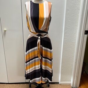 London Times Multicolor Striped Midi Dress